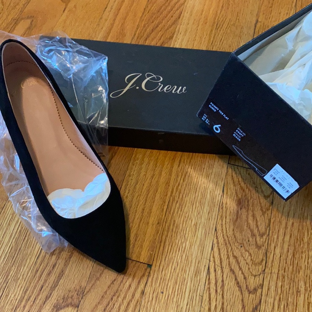 J.Crew pointy toe flat suede